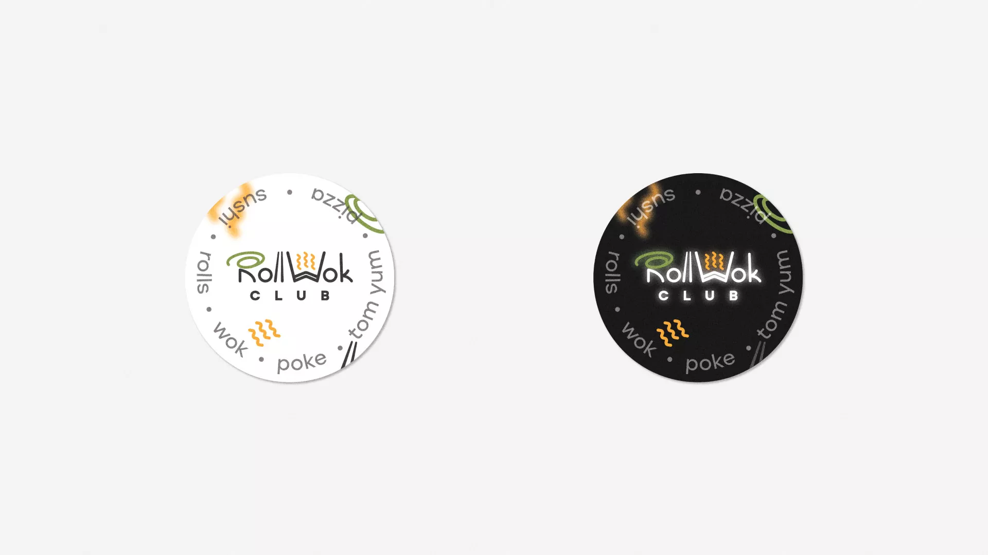 Разработка наклеек для суши-бара «Roll Wok Club» в Белокурихе
