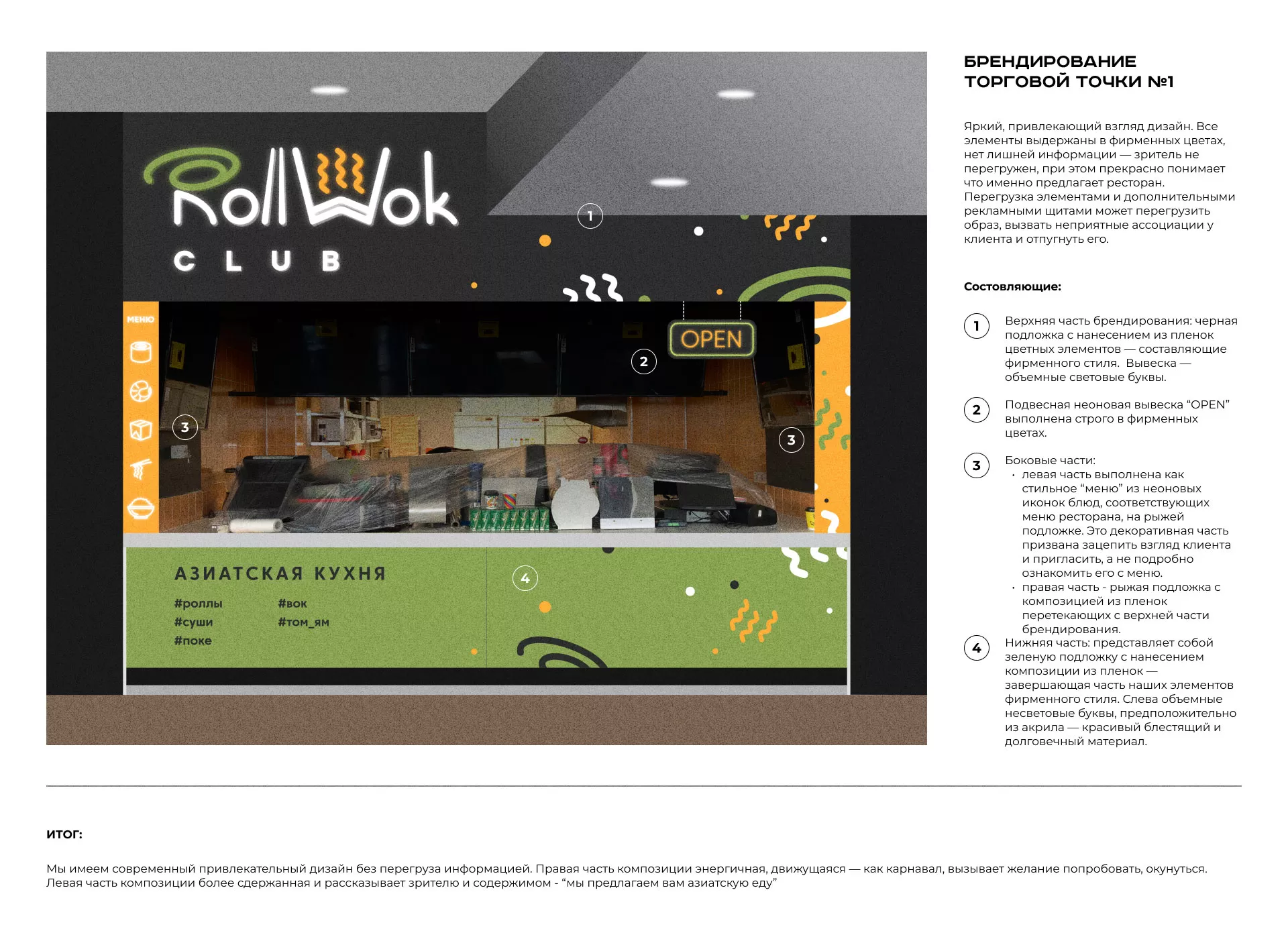 Брендирование торговых точек суши-бара «Roll Wok Club» в Белокурихе