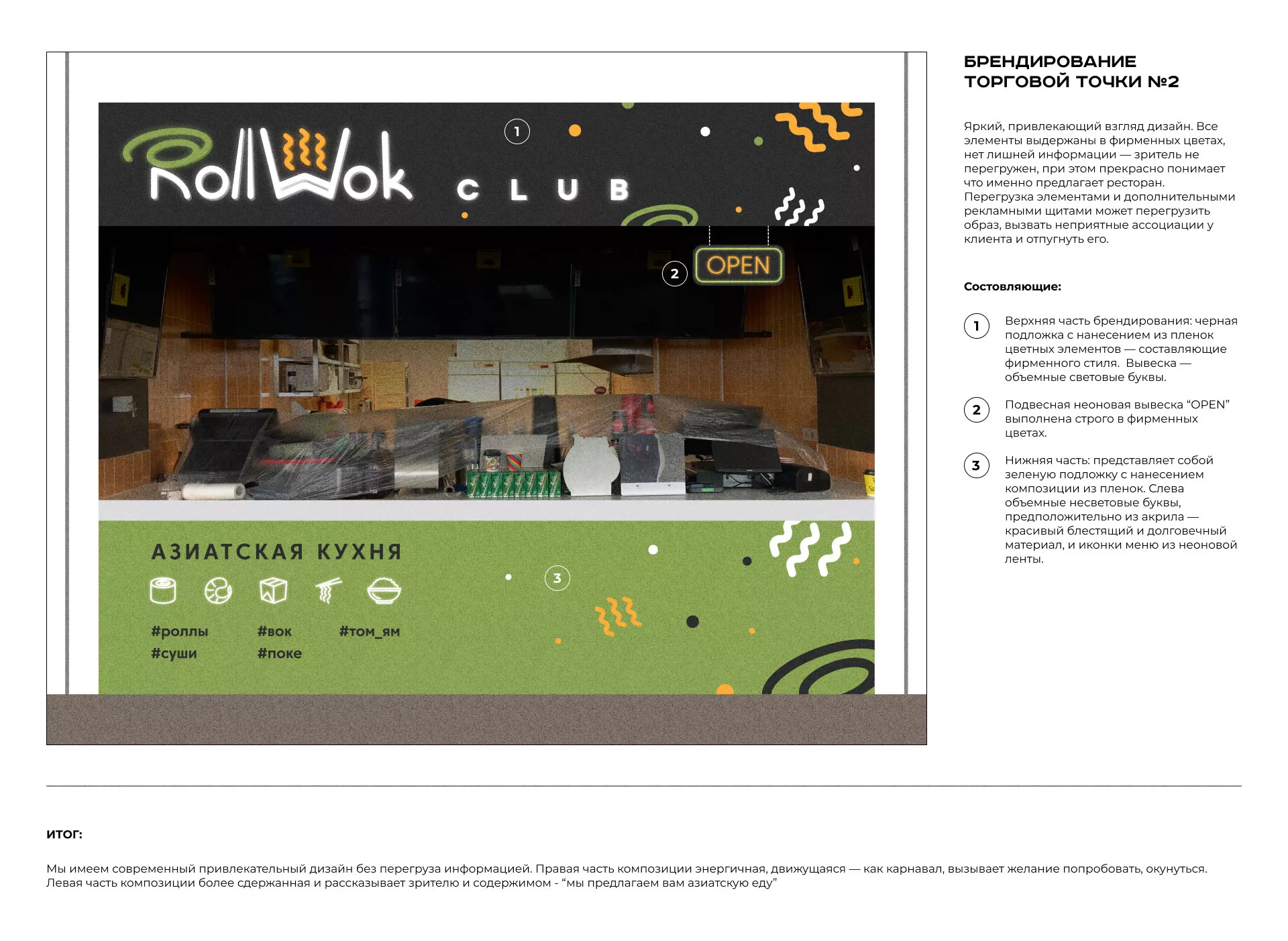 Брендирование торговых точек суши-бара «Roll Wok Club» в Белокурихе