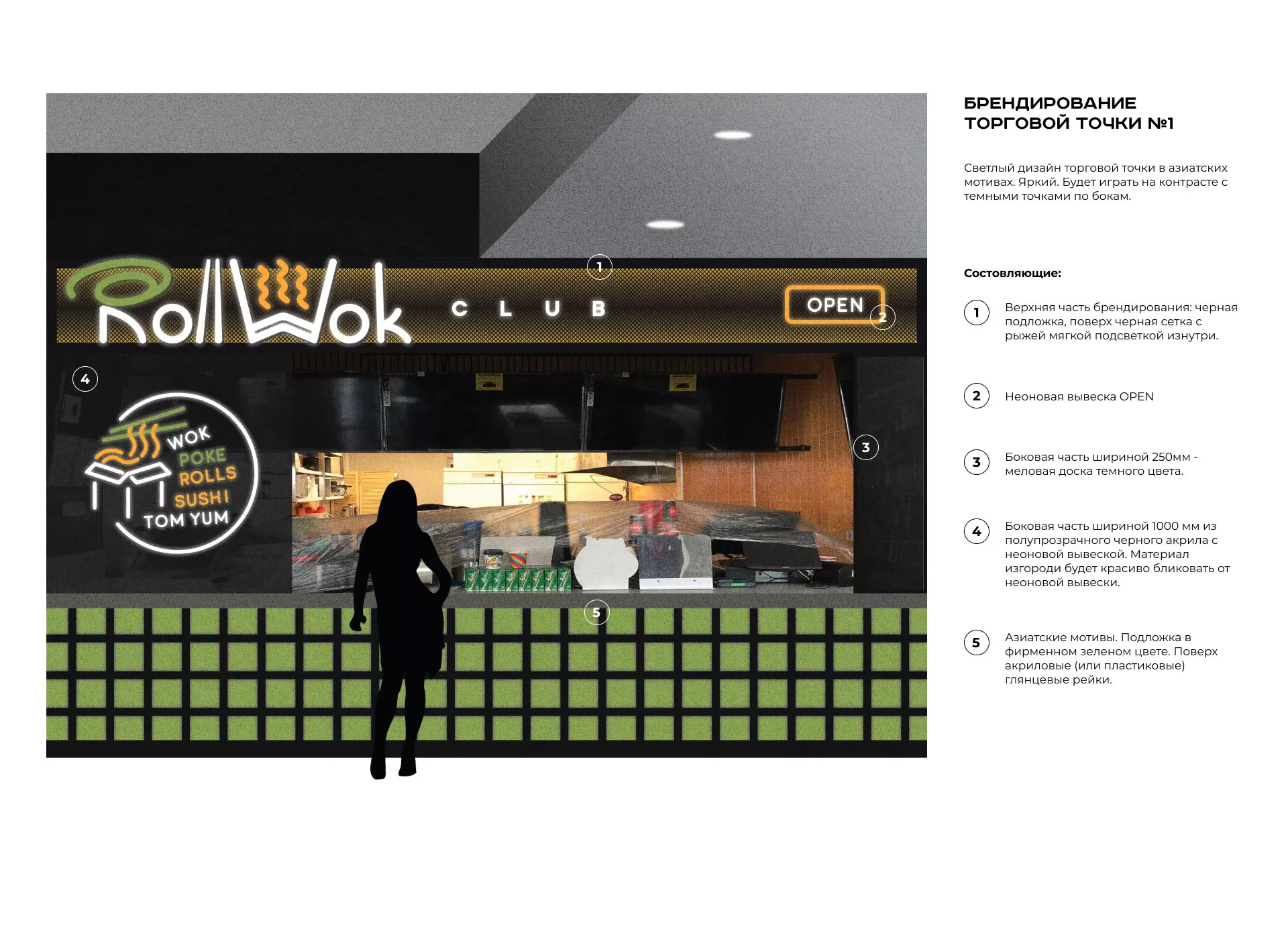 Брендирование торговых точек суши-бара «Roll Wok Club» в Белокурихе